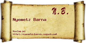 Nyemetz Barna névjegykártya